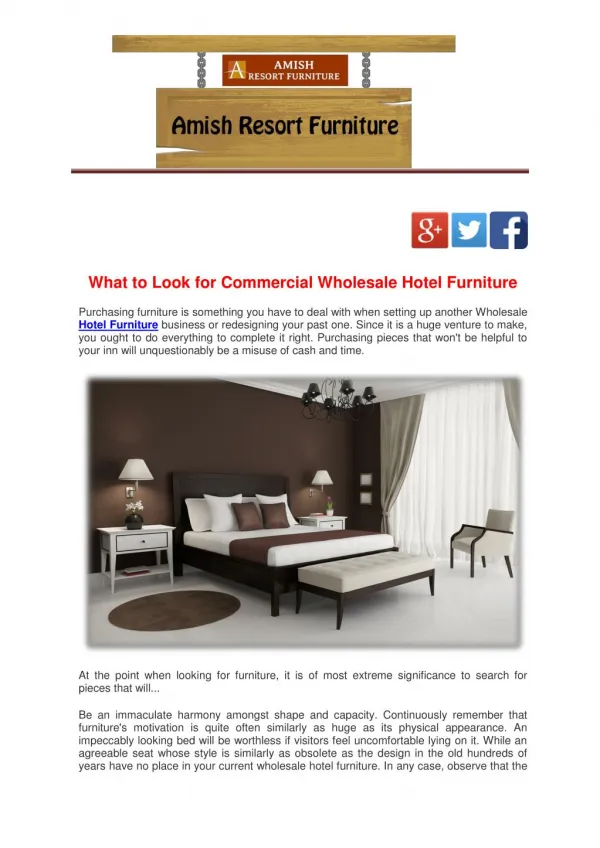 What to Look for Commercial Wholesale Hotel Furniture