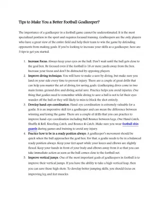 Tips to Make You a Better Football Goalkeeper? - slide 1