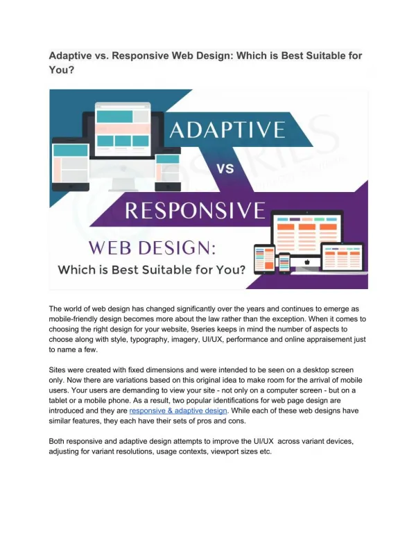Adaptive vs. Responsive Web Design: Which is Best Suitable for You?