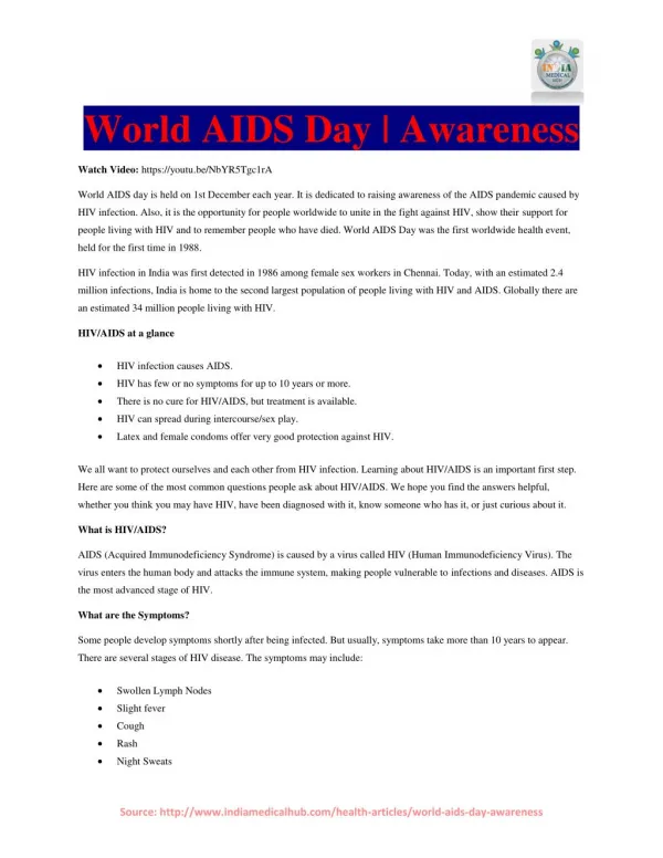 World AIDS Day | Awareness