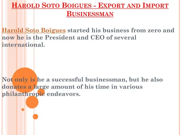 Export And Import Businessman - Harold Soto Boigues