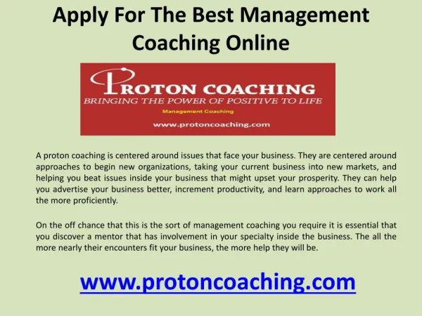 Apply for the best management coaching online