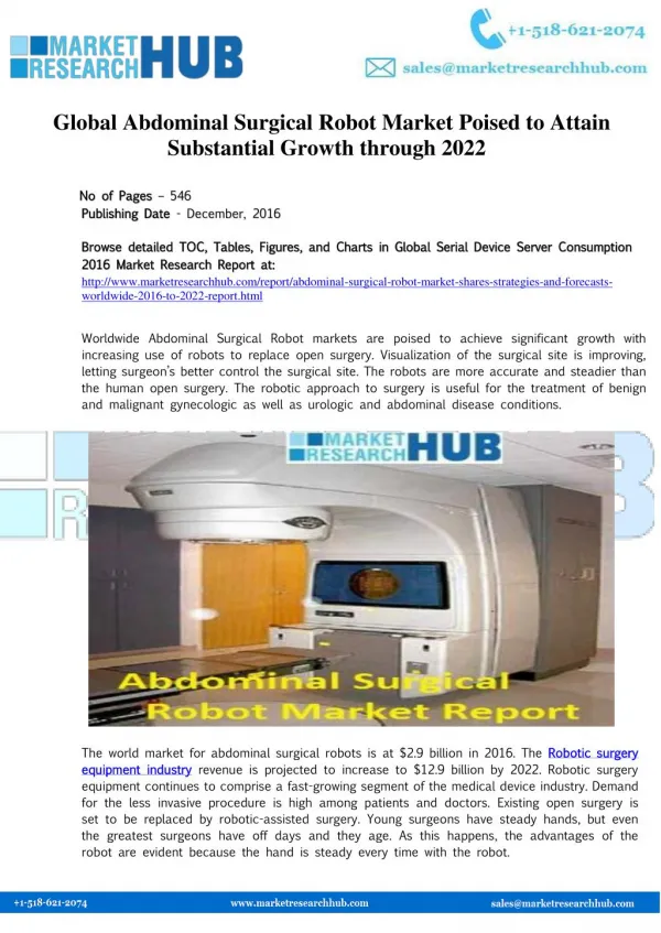 Abdominal Surgical Robot Market Report