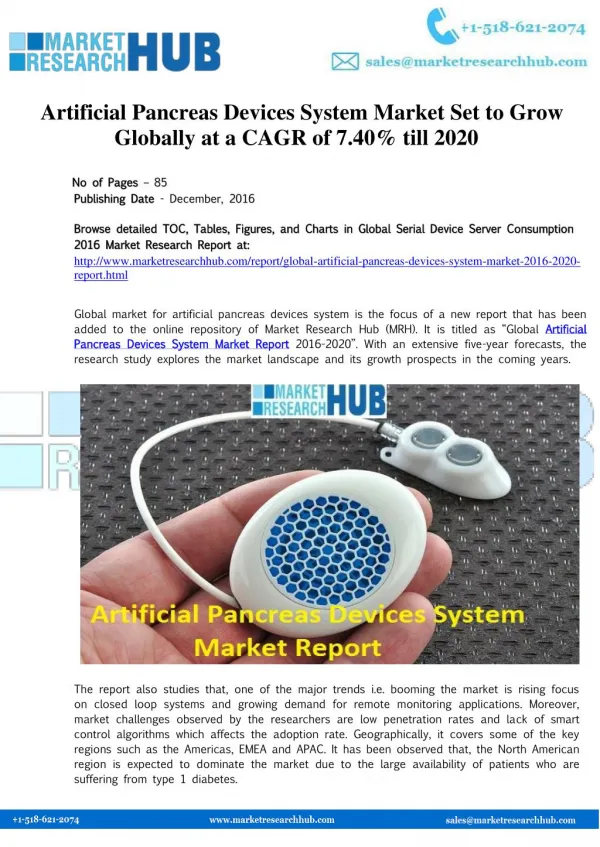 Global Artificial Pancreas Devices System Market Report