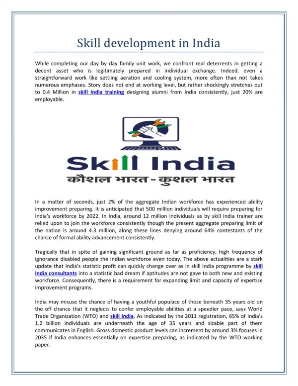 Skill development in India