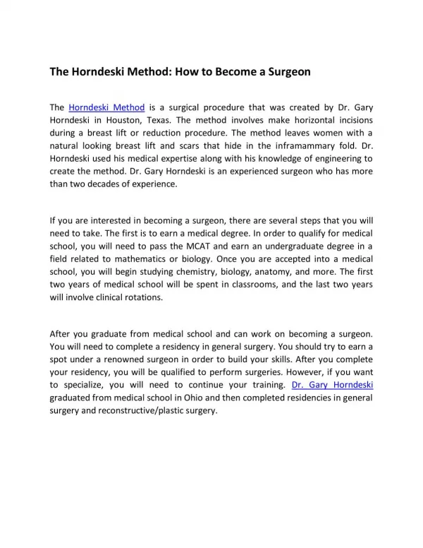 The Horndeski Method - How to Become a Surgeon