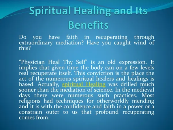 Spiritual Healing and Its Benefits