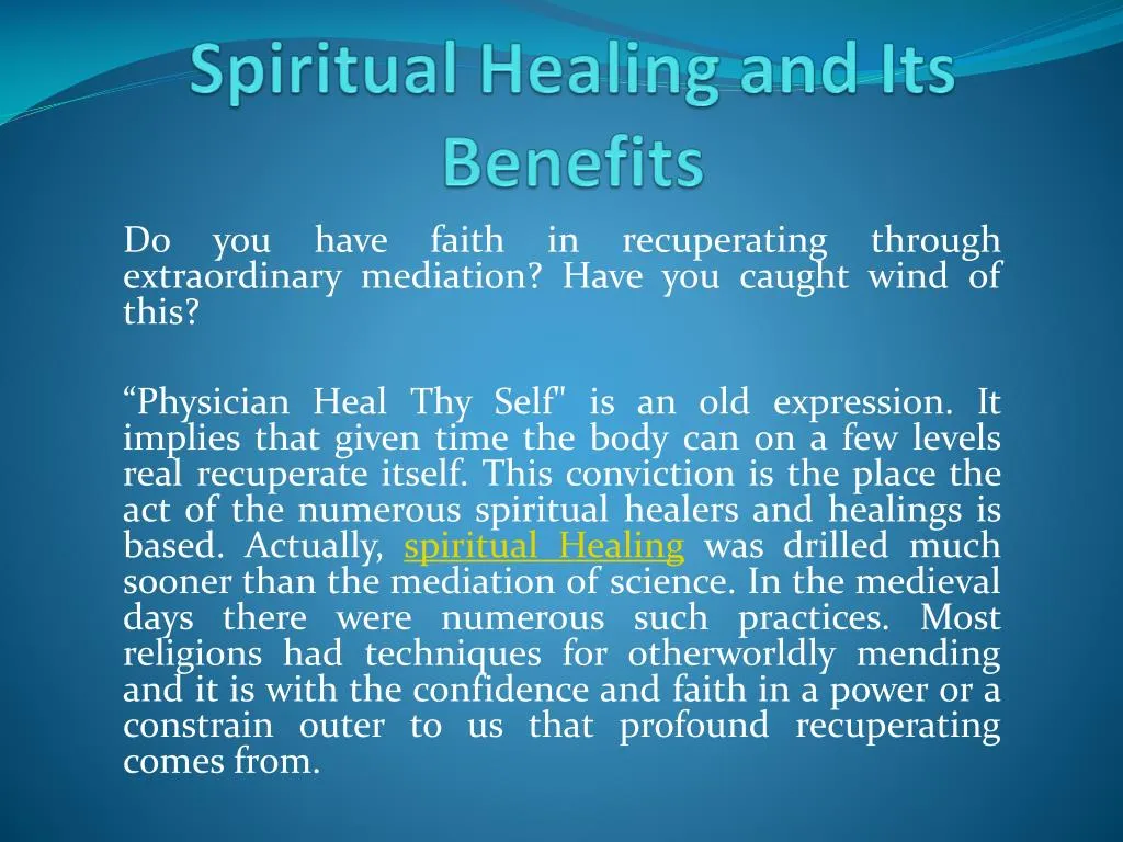 spiritual healing and its benefits