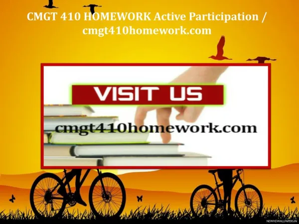 CMGT 410 HOMEWORK Active Participation / cmgt410homework.com