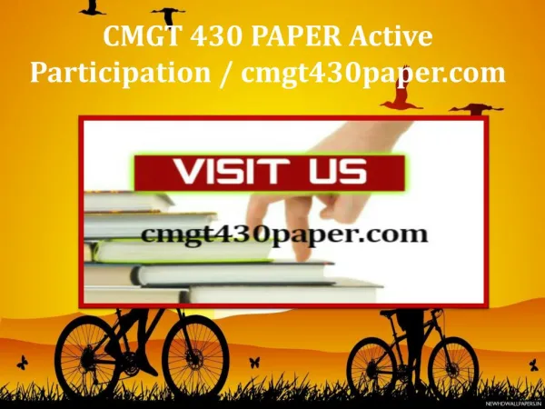CMGT 430 PAPER Active Participation / cmgt430paper.com