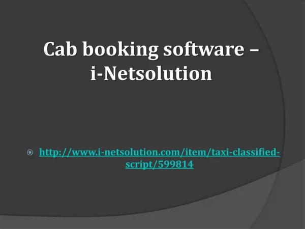 Cab Booking Software – i-Netsolution