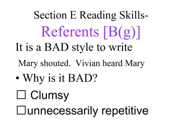 Section E Reading Skills- Referents [Bg]