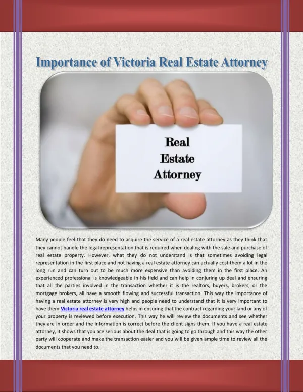 Victoria Real Estate Attorney