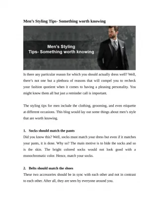 Men’s Styling Tips- Something worth knowing - slide 1