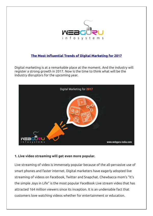The Most Influential Trends of Digital Marketing for 2017