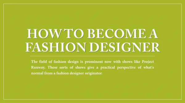 How to Become a Fashion Designer