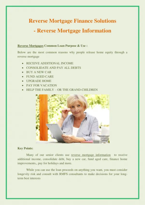 Reverse Mortgage Information - Reverse Mortgage Guide