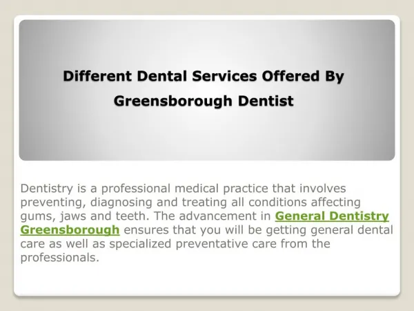 Different Dental Services Offered By Greensborough Dentist
