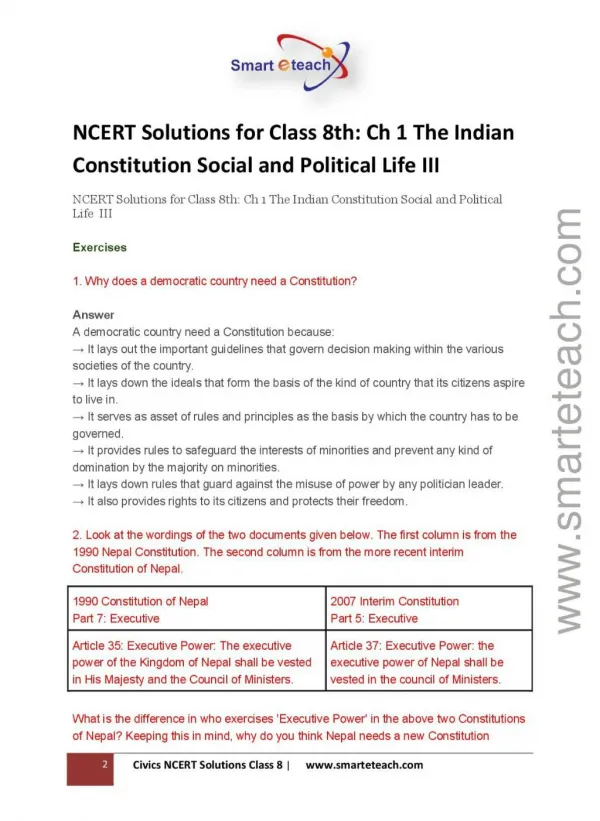 CBSE Class 8 NCERT Solution- Civics Chapter 1