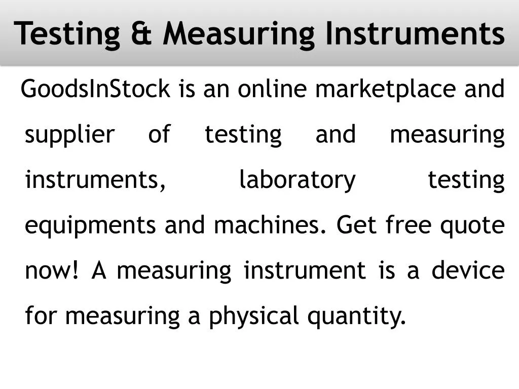testing measuring instruments