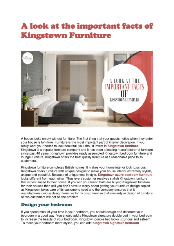 A look at the important facts of Kingstown Furniture