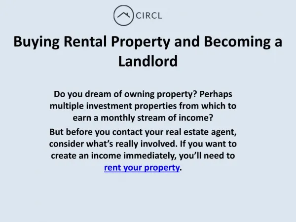 Buying Rental Property and Becoming a Landlord