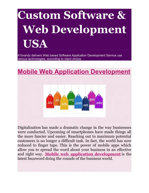 Mobile Web Application Development