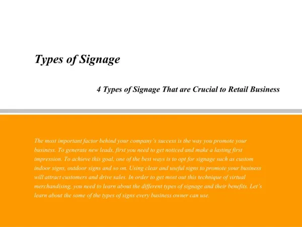 Types of Signage That are Crucial to Retail Business