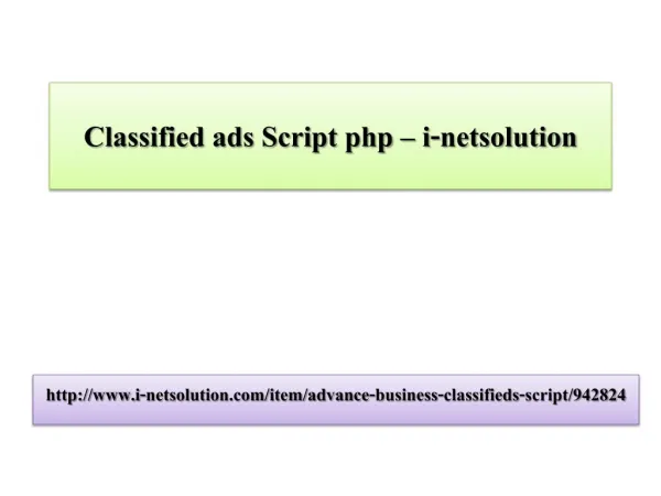 Classified ads Script php – i-netsolution