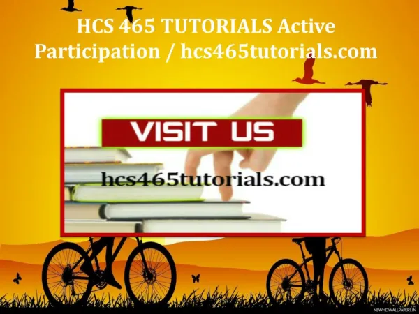 HCS 465 TUTORIALS Active Participation / hcs465tutorials.com