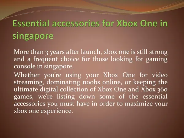 Essential accessories for Xbox One in singapore