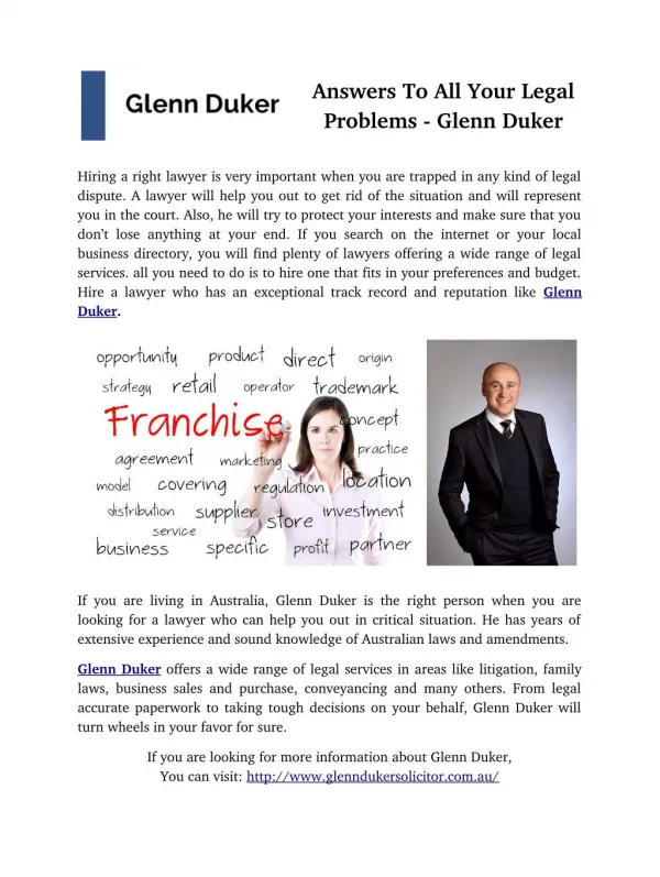 Answers To All Your Legal Problems - Glenn Duker
