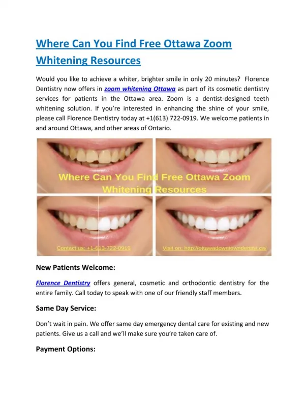 Where Can You Find Free Ottawa Zoom Whitening Resources