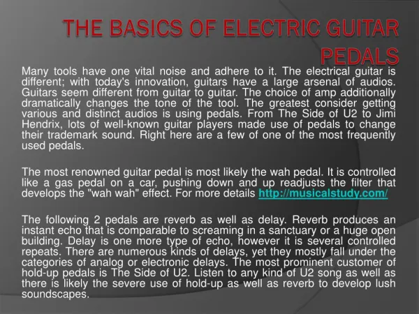 The Basics of Electric Guitar Pedals