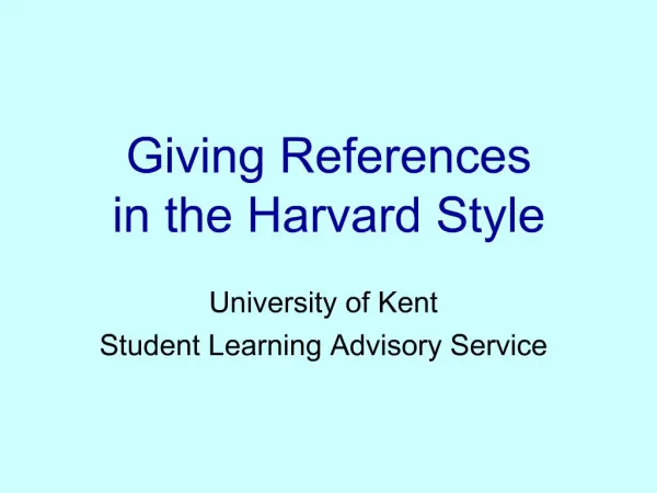 Giving References in the Harvard Style