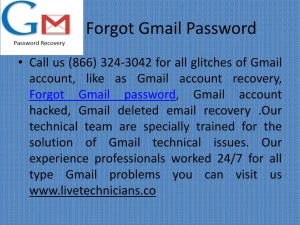 Forgot Gmail Password | 1(866)324-3042