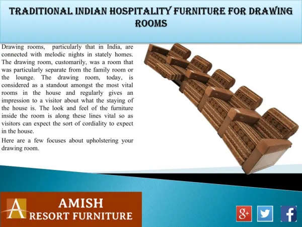 Traditional Indian Hospitality Furniture for Drawing Rooms