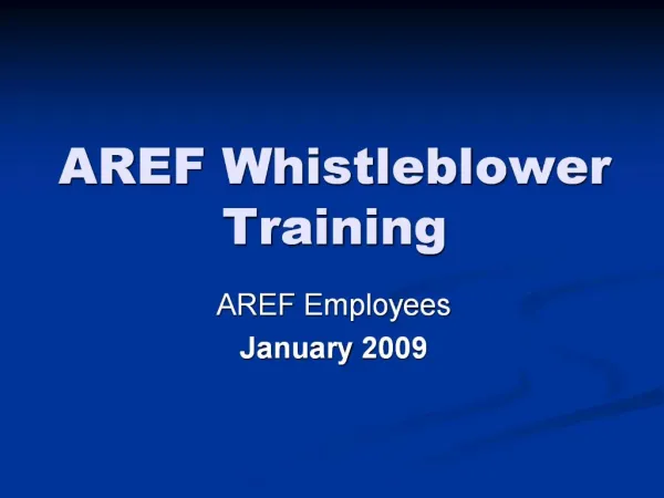 AREF Whistleblower Training