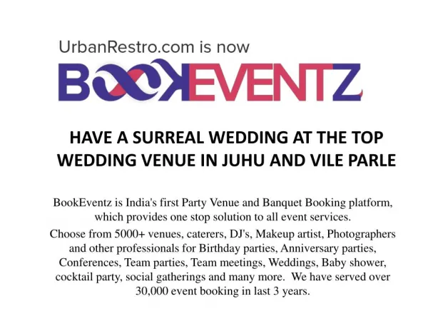 HAVE A SURREAL WEDDING AT THE TOP WEDDING VENUE IN JUHU AND VILE PARLE BookEventZ
