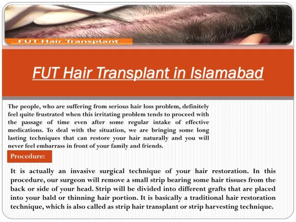 FUT Hair Transplant in Islamabad