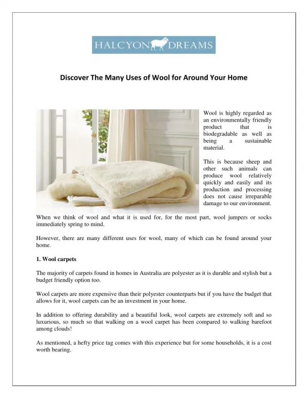 Uses of Wool for Around Your Home