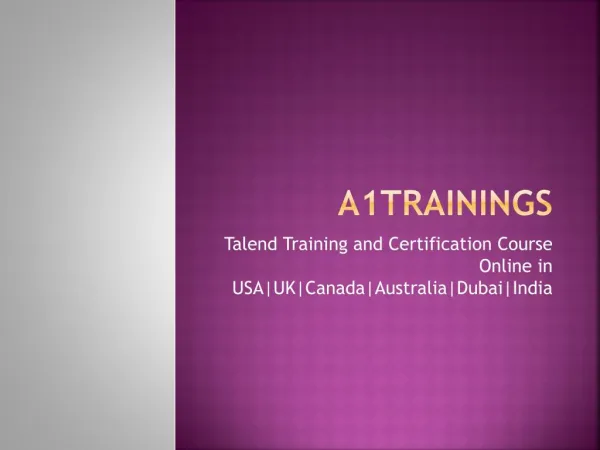 Talend Training and Certification Course Online in USA|UK|Canada|Australia|Dubai|India