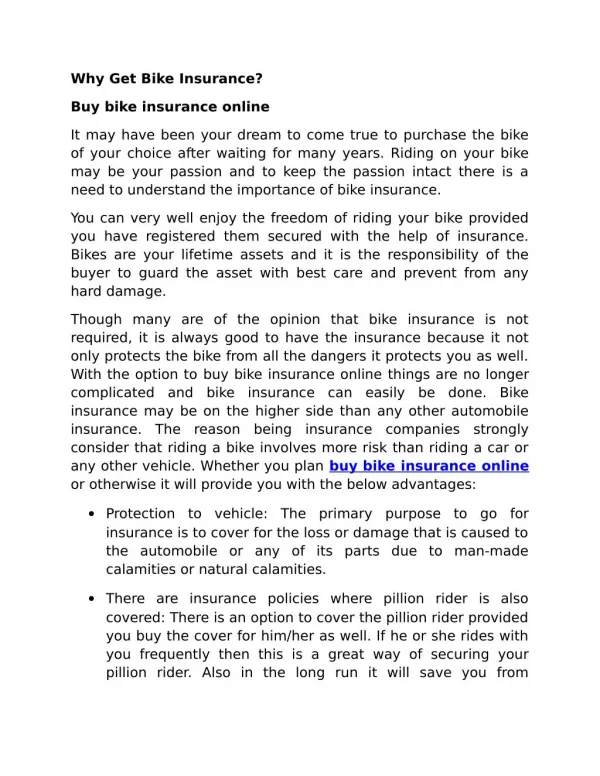 Why Get Bike Insurance?