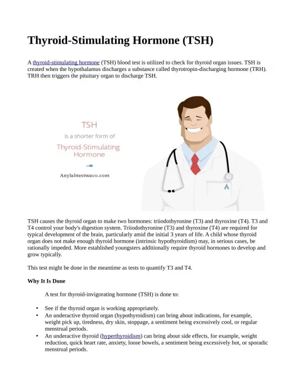 THYROID STIMULATING HORMONE (TSH)