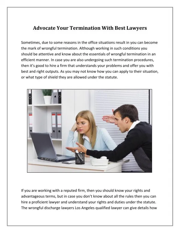 Advocate Your Termination With Best Lawyers