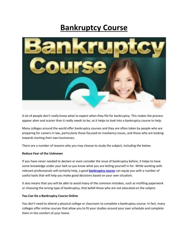 Bankruptcy Course