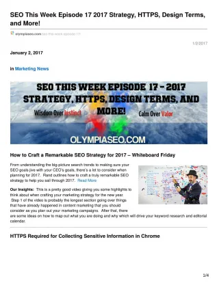 SEO This Week EP17 - 2017 Strategy, HTTPS, Design Terms, and More!