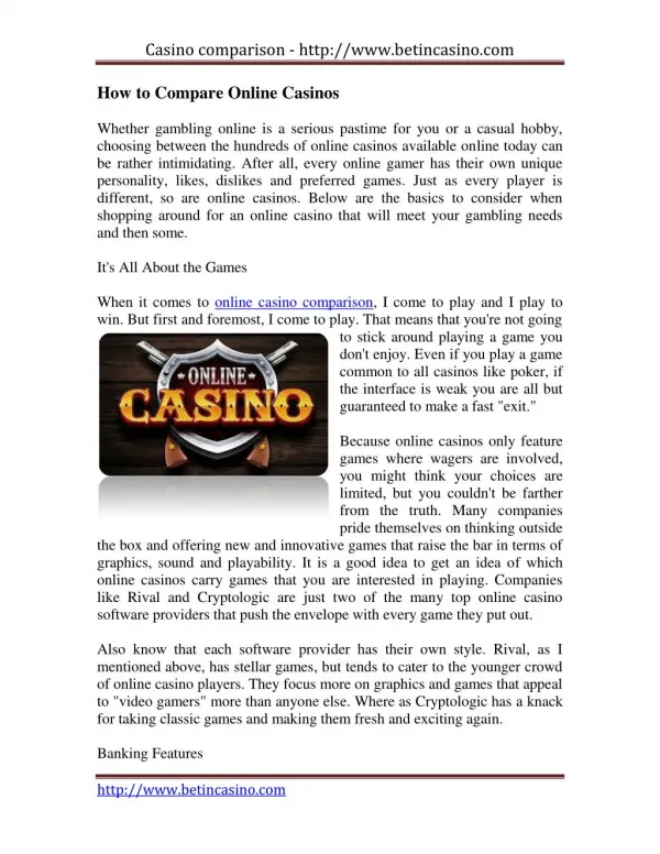 casino comparison