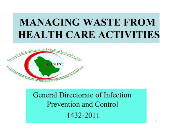 MANAGING WASTE FROM HEALTH CARE ACTIVITIES
