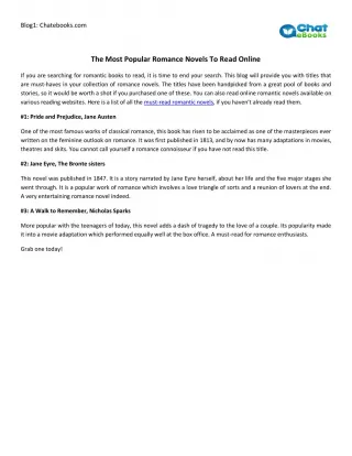 The Most Popular Romance Novels To Read Online - slide 1